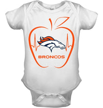 Load image into Gallery viewer, Denver Broncos heartbeat teacher apple shirt
