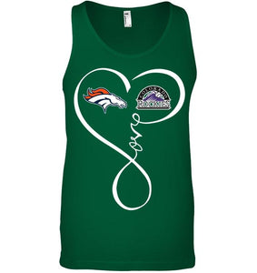 Denver Broncos Colorado Rockies love heart shirt