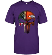 Load image into Gallery viewer, Denver Broncos skull american flag shirt
