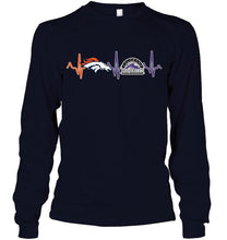 Load image into Gallery viewer, Denver Broncos Colorado Rockies heartbeat shirt
