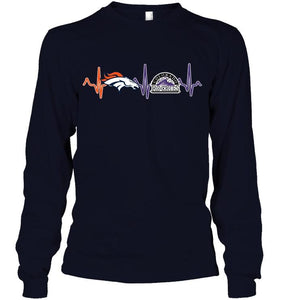 Denver Broncos Colorado Rockies heartbeat shirt