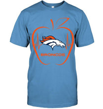 Load image into Gallery viewer, Denver Broncos heartbeat teacher apple shirt
