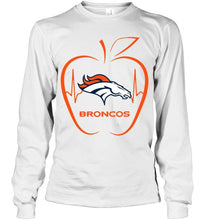 Load image into Gallery viewer, Denver Broncos heartbeat teacher apple shirt
