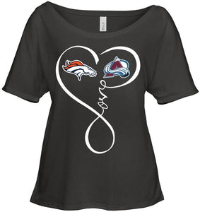 Denver Broncos Colorado Avalanche love heart shirt