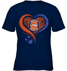 Denver Broncos heart glittering shirt