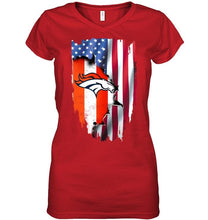 Load image into Gallery viewer, Denver Broncos flag ripped american flag shirt
