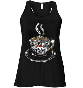 Denver Broncos coffee cup diamond glitter shirt