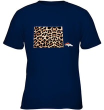 Load image into Gallery viewer, Denver Broncos panther pattern state map shirt
