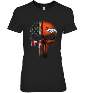 Denver Broncos skull american flag shirt