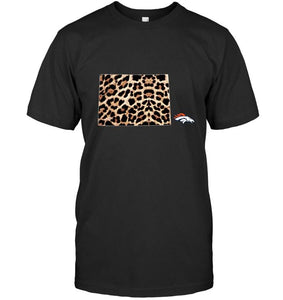 Denver Broncos panther pattern state map shirt