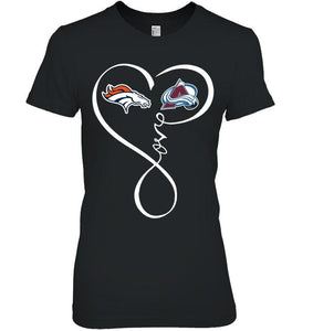 Denver Broncos Colorado Avalanche love heart shirt