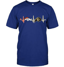 Load image into Gallery viewer, Denver Broncos Colorado Buffaloes heartbeat shirt
