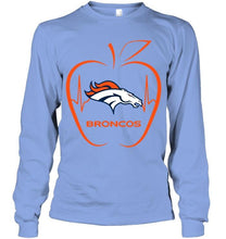 Load image into Gallery viewer, Denver Broncos heartbeat teacher apple shirt
