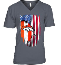 Load image into Gallery viewer, Denver Broncos flag ripped american flag shirt
