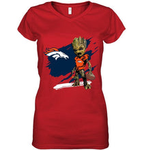 Load image into Gallery viewer, Denver Broncos angry baby groot ripped shirt
