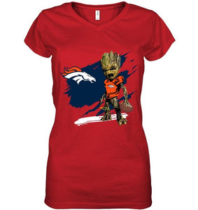 Denver Broncos angry baby groot ripped shirt