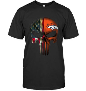 Denver Broncos skull american flag shirt