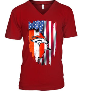 Denver Broncos flag ripped american flag shirt