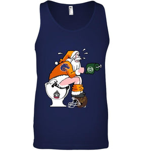 Santa Boise State Broncos in bathroom shirt