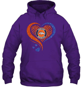 Denver Broncos heart glittering shirt