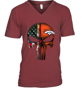 Denver Broncos skull american flag shirt