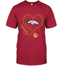 Load image into Gallery viewer, Denver Broncos nurse scope love heartbeat shirt
