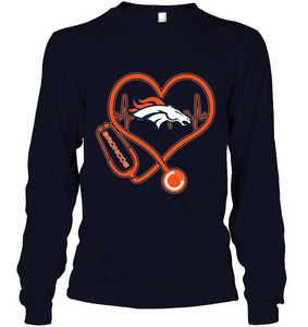 Denver Broncos nurse scope love heartbeat shirt