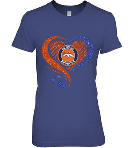 Denver Broncos heart glittering shirt