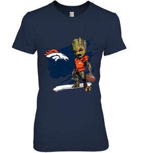 Denver Broncos angry baby groot ripped shirt