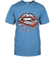 Load image into Gallery viewer, Denver Broncos heart glitter pattern lips shirt
