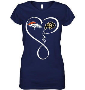 Denver Broncos Colorado Buffaloes love heart shirt