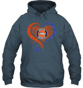 Denver Broncos heart glittering shirt