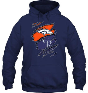 Denver Broncos and Colorado Rockies layer under ripped shirt