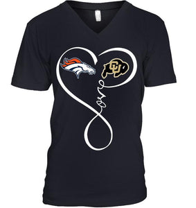 Denver Broncos Colorado Buffaloes love heart shirt