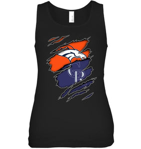 Denver Broncos and Colorado Rockies layer under ripped shirt