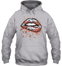 Load image into Gallery viewer, Denver Broncos heart glitter pattern lips shirt
