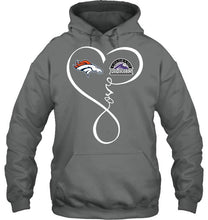 Load image into Gallery viewer, Denver Broncos Colorado Rockies love heart shirt
