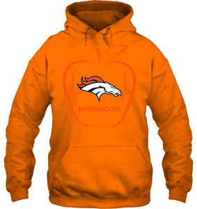 Denver Broncos heartbeat teacher apple shirt