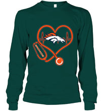 Load image into Gallery viewer, Denver Broncos nurse scope love heartbeat shirt
