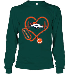 Denver Broncos nurse scope love heartbeat shirt