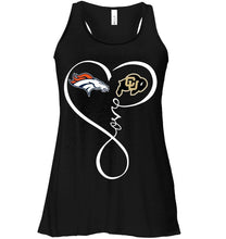 Load image into Gallery viewer, Denver Broncos Colorado Buffaloes love heart shirt
