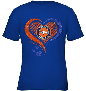 Denver Broncos heart glittering shirt