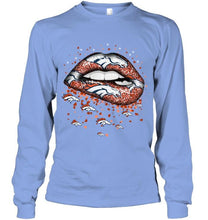 Load image into Gallery viewer, Denver Broncos heart glitter pattern lips shirt
