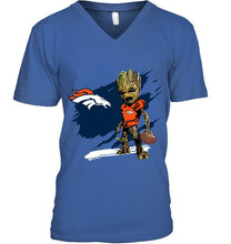 Load image into Gallery viewer, Denver Broncos angry baby groot ripped shirt
