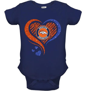 Denver Broncos heart glittering shirt