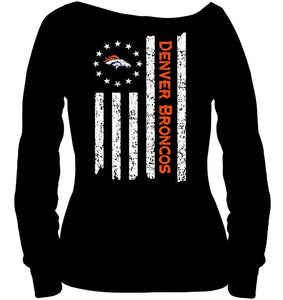 Denver Broncos star american flag on back shirt