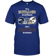 Load image into Gallery viewer, I'm Colorado Buffaloes on Saturdays and Denver Broncos on Sundays shirt

