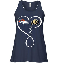 Load image into Gallery viewer, Denver Broncos Colorado Buffaloes love heart shirt
