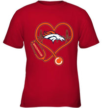 Load image into Gallery viewer, Denver Broncos nurse scope love heartbeat shirt
