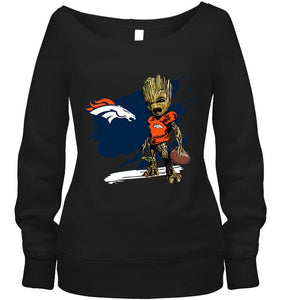 Denver Broncos angry baby groot ripped shirt